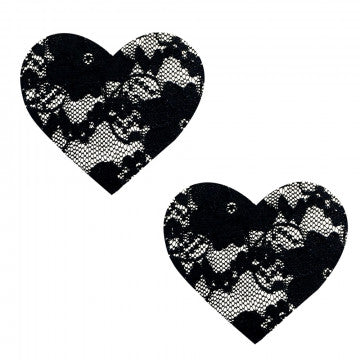 Black Lace I Heart U Nipztix Pasties