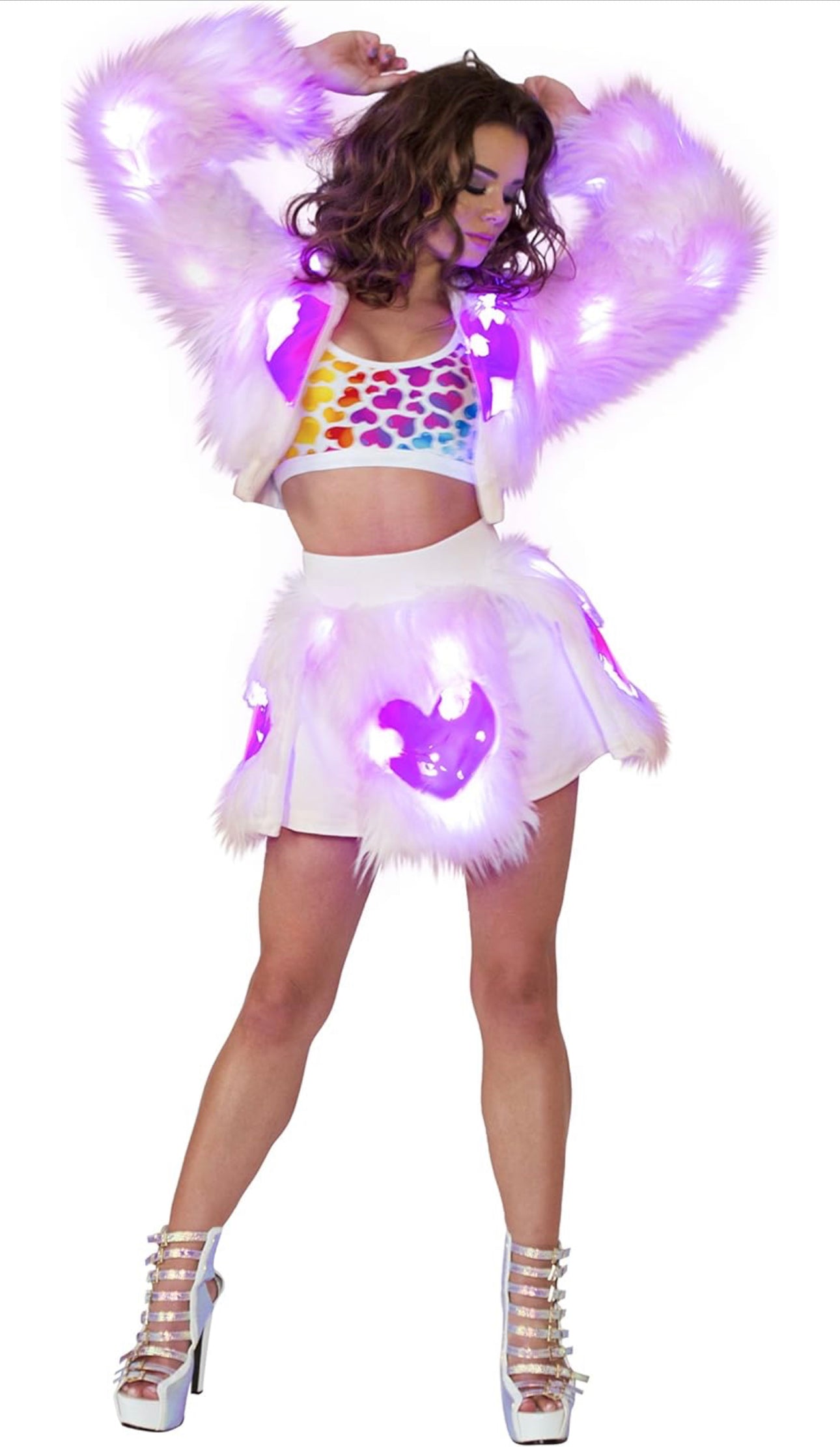 J Valentine White Pink LED light up Heart Skirt
