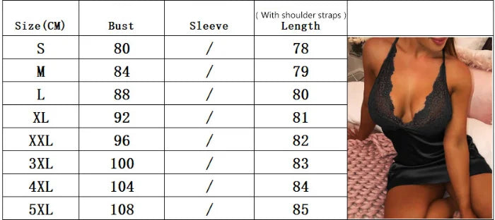 S-5XL Plus Size Nightie Women's Sexy pajamas Lingerie Sleepwear V Neck Chemise Nightgown Satin Lace Nightdress