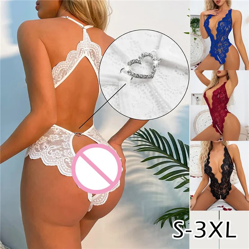 Bride Lingerie bridal lingerie Crotchless Sexy Crotchless Blue Lingerie Women Lace Hollow Bra Set Erotic Costumes Teddy BabyDoll Deep V Open Bra Underwear Set Plus Size Crotchless Lingerie Red Lingerie Blue Lingerie