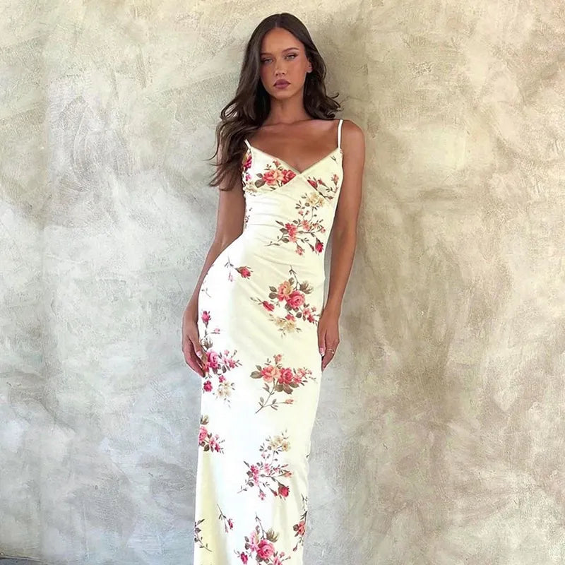 Sleeveless Print Suspender Dress