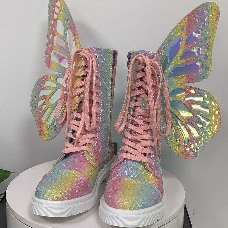 Butterfly Wings Platform Rave Boots