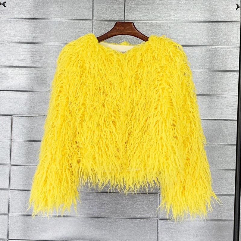 Winter Candy Color Imitation Wool Coat