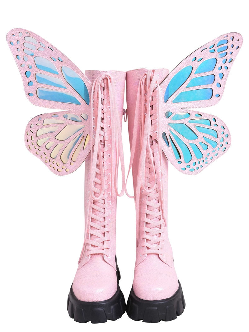 Butterfly Wings Design Knee High Boot
