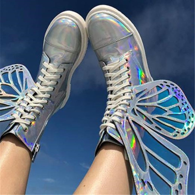 Butterfly Wings Platform Rave Boots