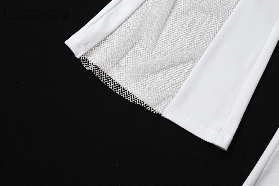 Cutenew Sexy Mesh One Shoulder Patchwork
