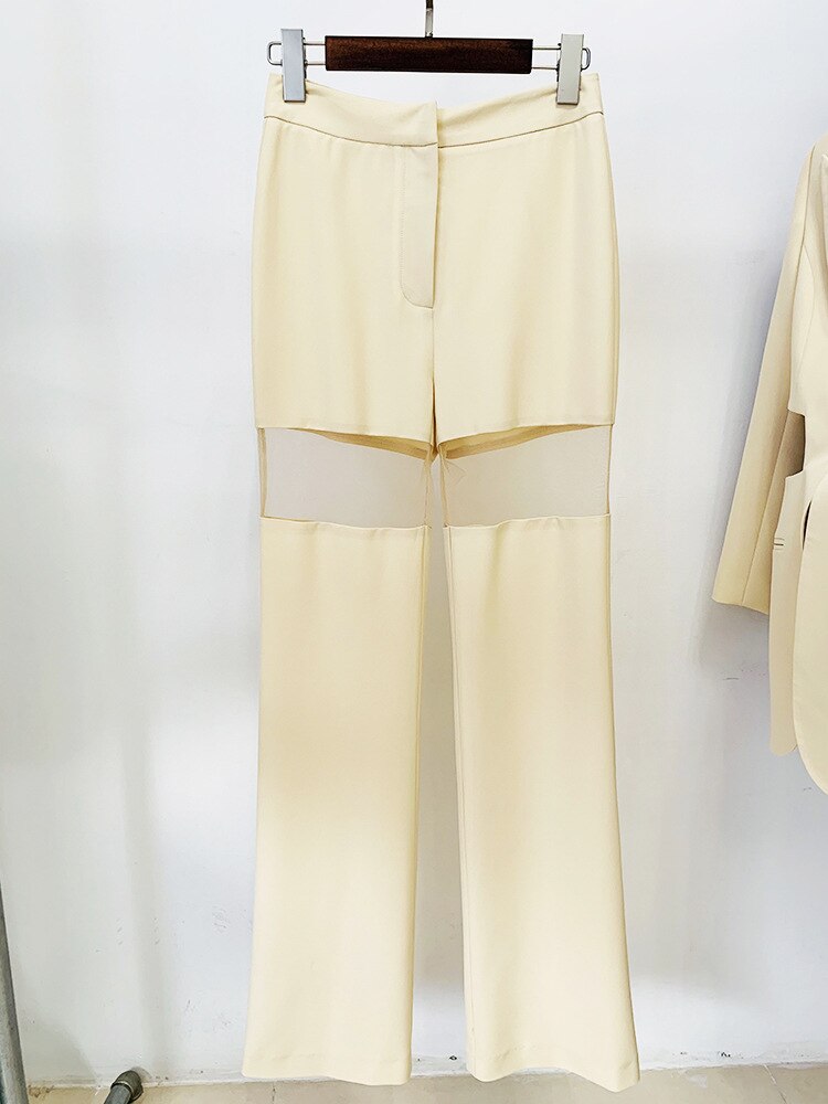 Autumn Style Women Long Sleeve Sexy Hollow Out Slim Coat Pants Set Office Lady Celebrate Casual Women's Set