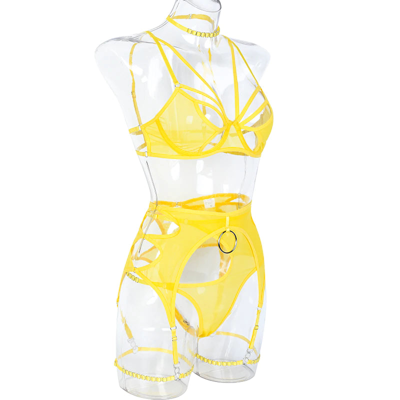 4-Pieces Sensual Fancy Lingerie Set