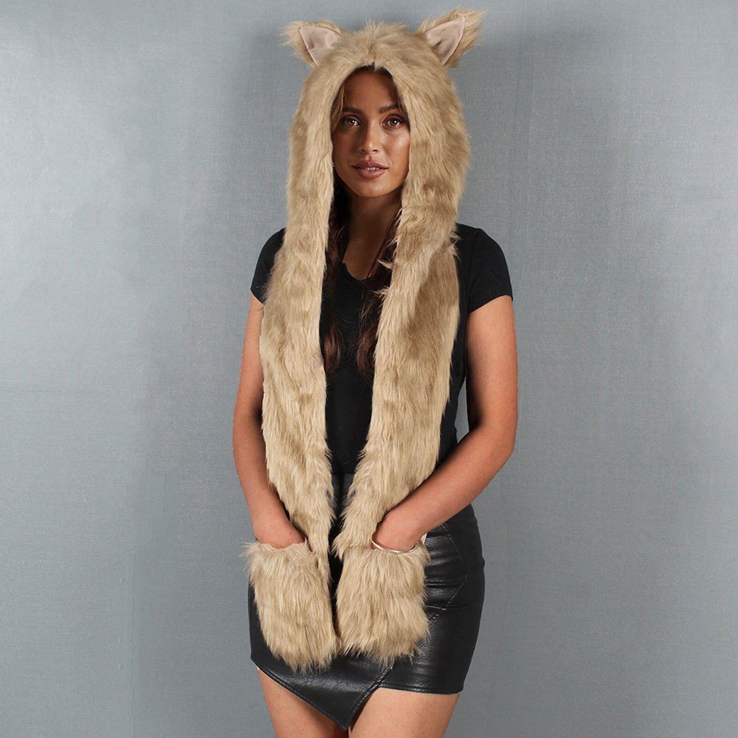Winter Faux Fur Hood Hat