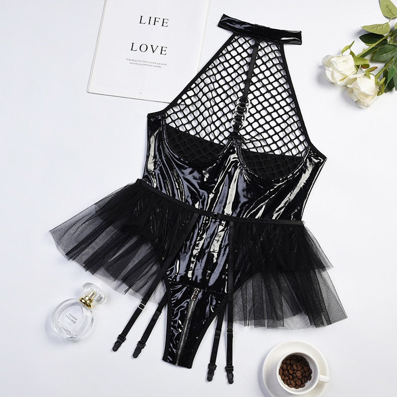 One Piece Leather Women Bodysuit