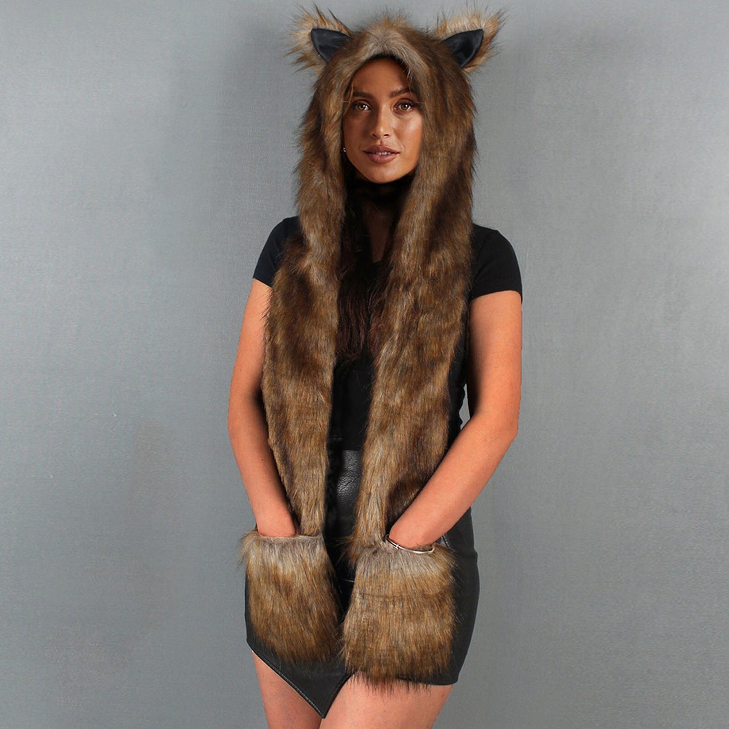 Winter Faux Fur Hood Hat