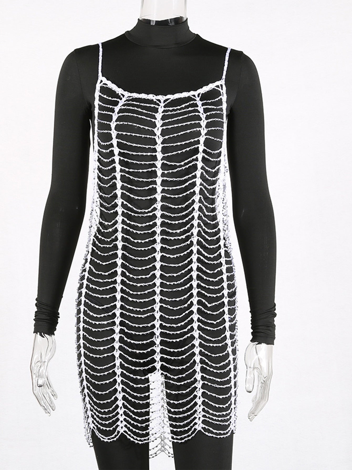 Sexy Mesh Rhinestones Summer Dress