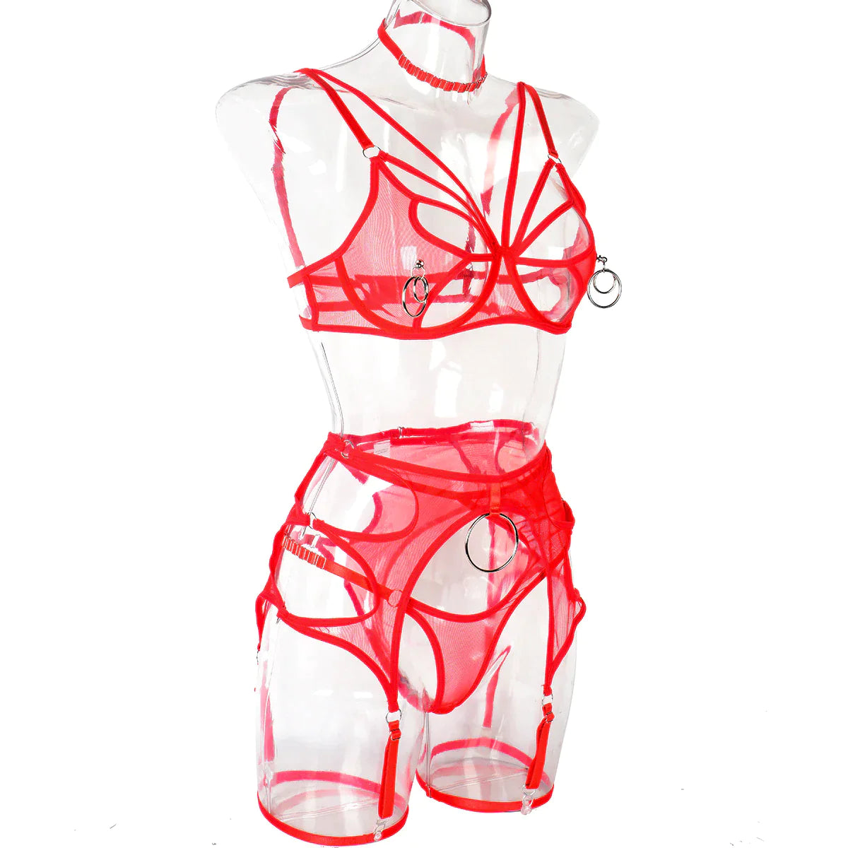4-Pieces Sensual Fancy Lingerie Set