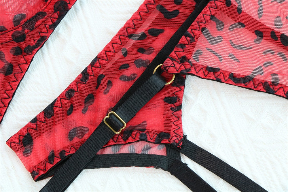 Leopard Mesh Lingerie Set
