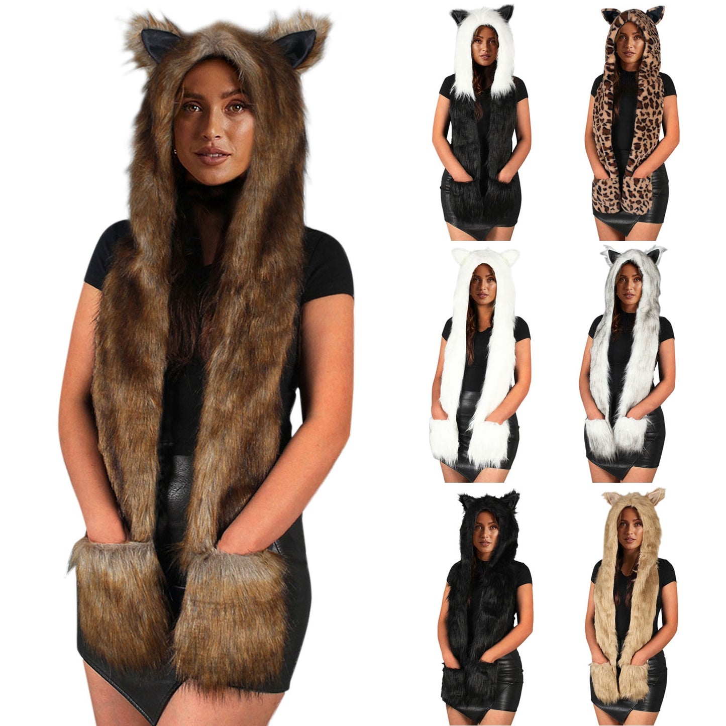 Winter Faux Fur Hood Hat