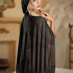 Lace and Mesh Cape with Attached Waist Belt