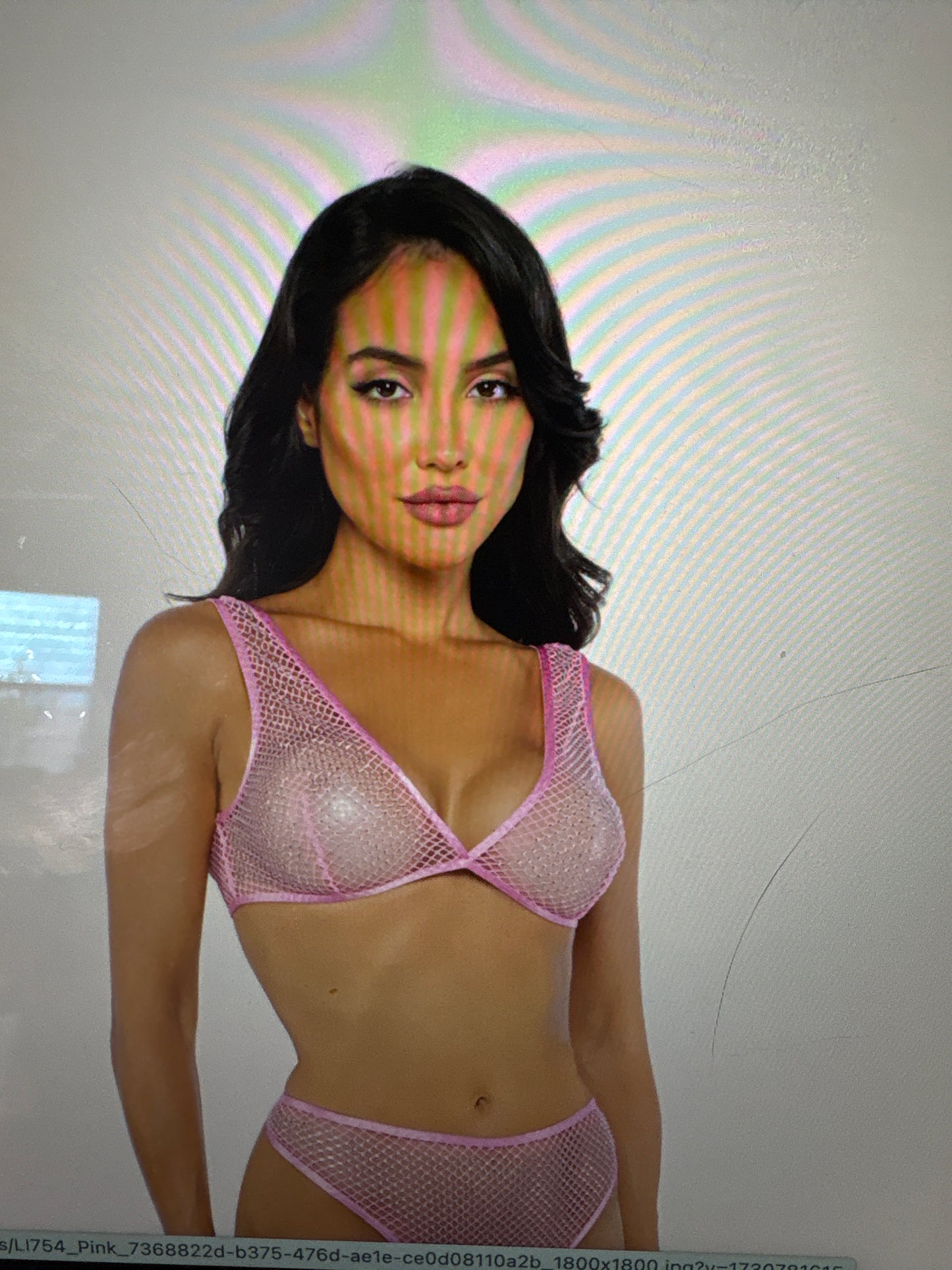Think pink rhinestone bralette two piece short set