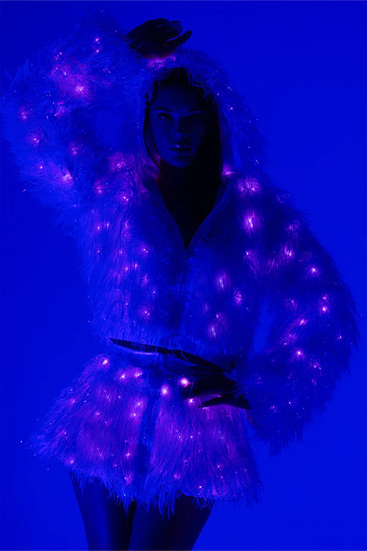 LIGHT-UP LUREX SHAG JACKET | SHAG SKIRT