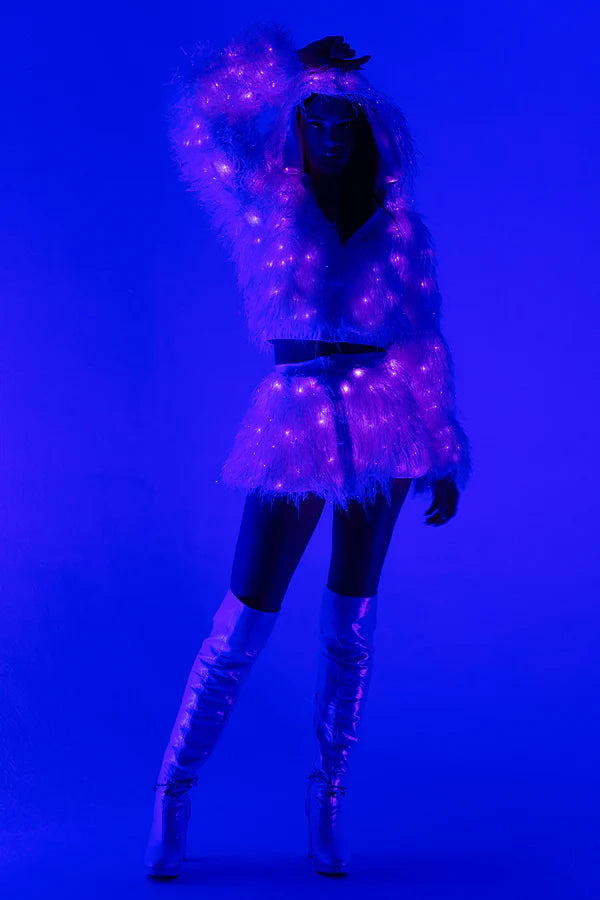 LIGHT-UP LUREX SHAG JACKET | SHAG SKIRT