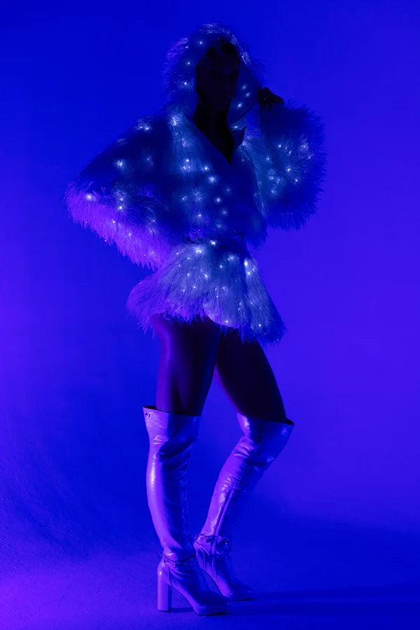 LIGHT-UP LUREX SHAG JACKET | SHAG SKIRT