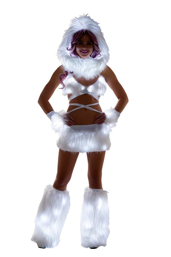 LIGHT-UP ROMPER / FAUX FUR LIGHT-UP INFINITY HOOD