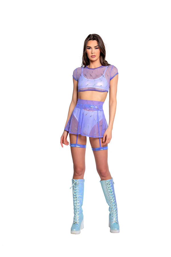 ASTRO SEQUIN SKATER SKIRT | CAP SLEEVE TOP