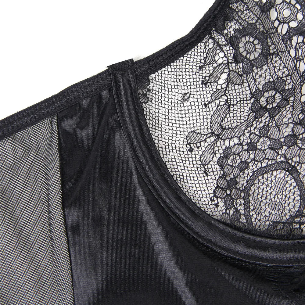 M-5XL Plus Size Women Lingerie Set with Garter Belt Lace Spaghetti Straps Babydoll V Neck Garter Slip Exotic Set Sexy Sleepwear Underwear Set