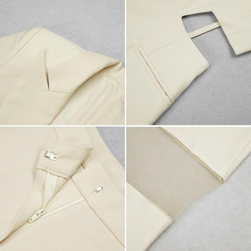 Autumn Style Women Long Sleeve Sexy Hollow Out Slim Coat Pants Set Office Lady Celebrate Casual Women's Set