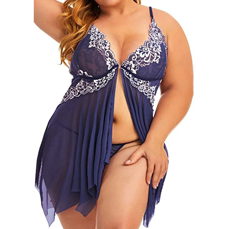 Plus Size Lingerie for Women Sleepwear Set Lace Babydoll Chemise V Neck Nightgown Sexy  Nightdress Maternity