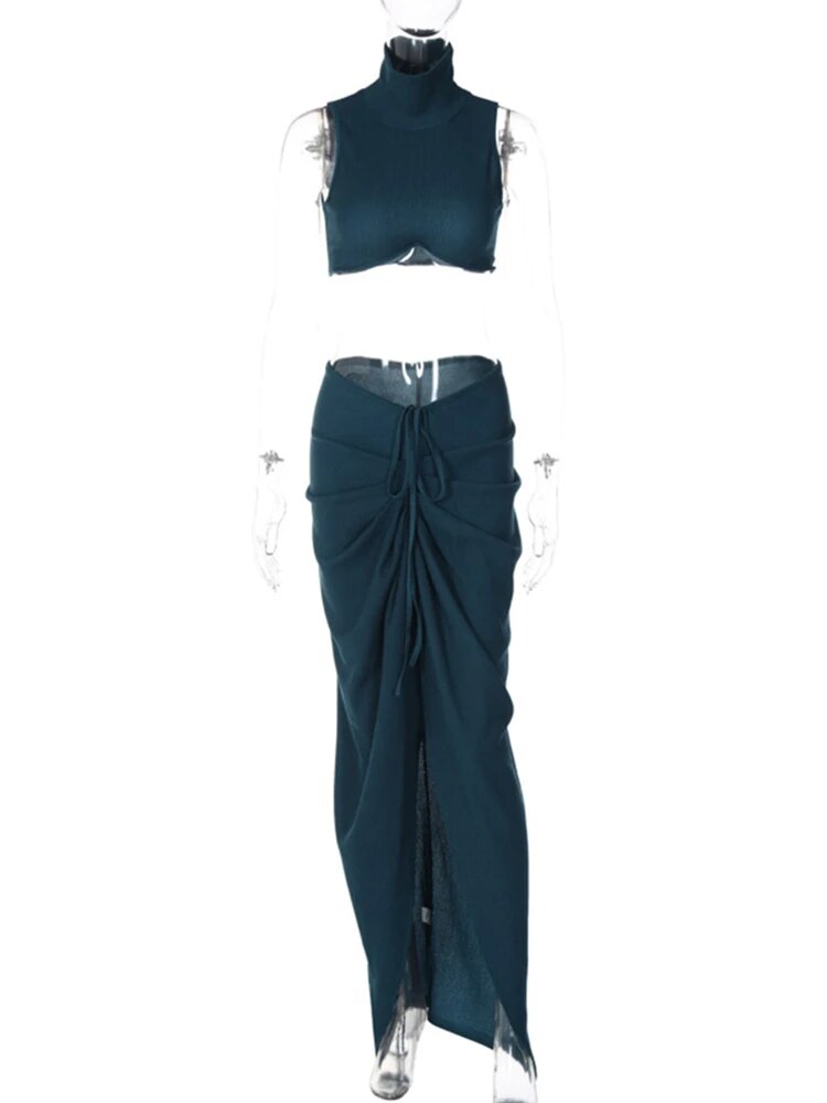 Glamorous Teal High-Slit Maxi Dress - Also Available in Pink and Black