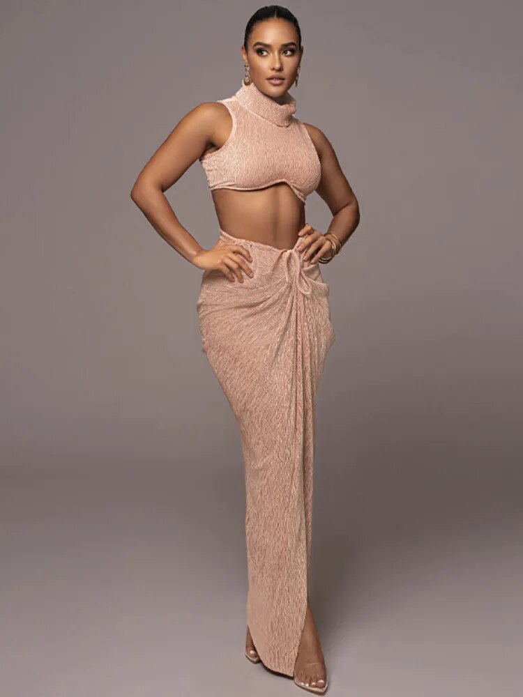 Glamorous Teal High-Slit Maxi Dress - Also Available in Pink and Black