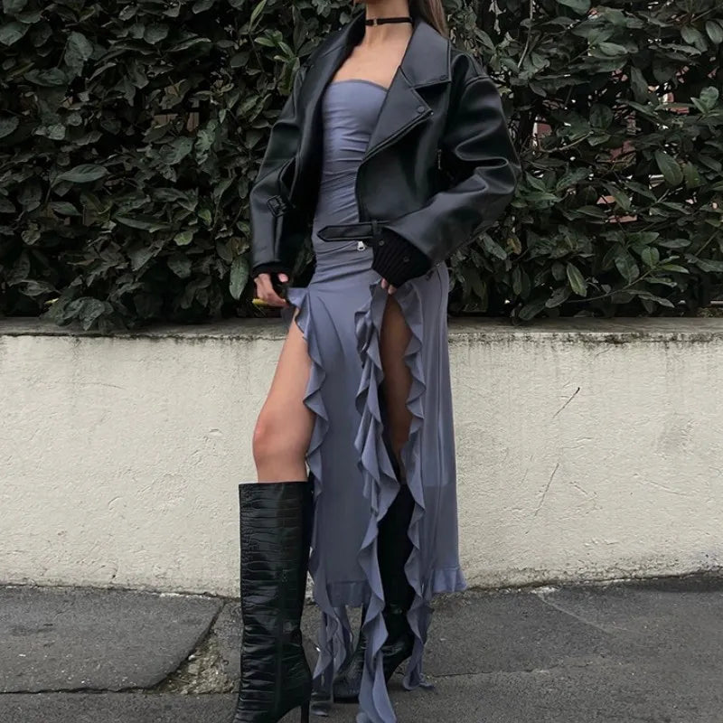 Midi Dress Sexy Strapless  Cloths