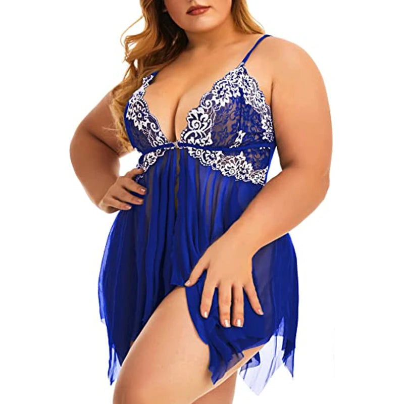 Plus Size Lingerie for Women Sleepwear Set Lace Babydoll Chemise V Neck Nightgown Sexy  Nightdress Maternity