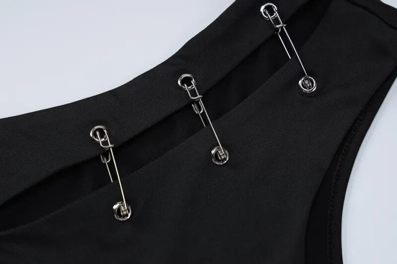 Sexy Y2K Clothes One Shoulder Sleeveless Backless Side Slit Bodycon Mini Dresses For Women 2023 Club Streetwear Outfits