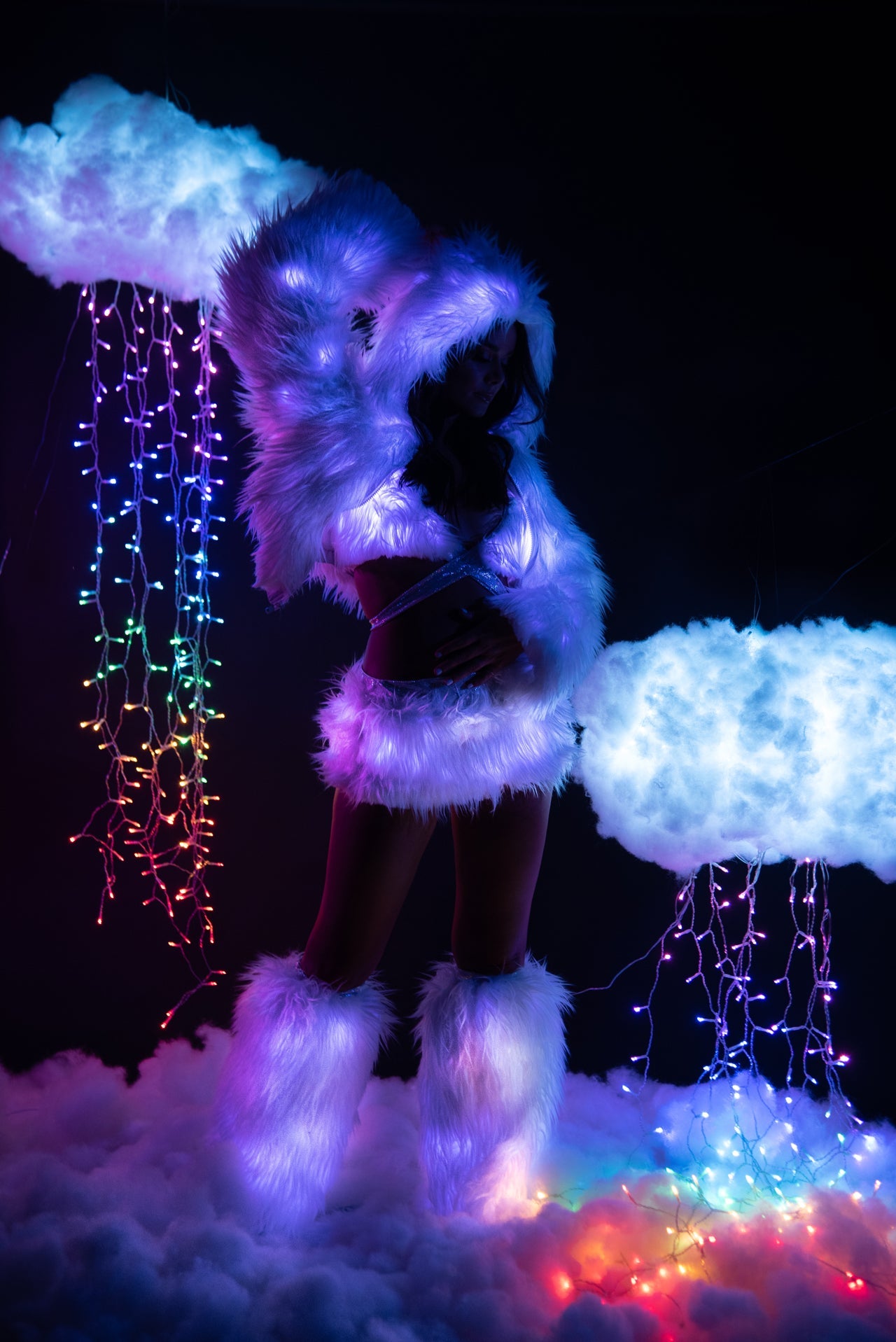LIGHT-UP HOODED CROPPED JACKET - CL524