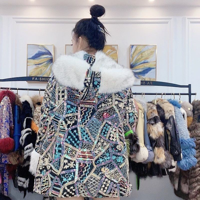 New Winter Clothes Fashion Shawl Collar Hat Double-Purpose Faux Fur Coat Heavy Luxury Embroidery Toka Leather Fur Coat