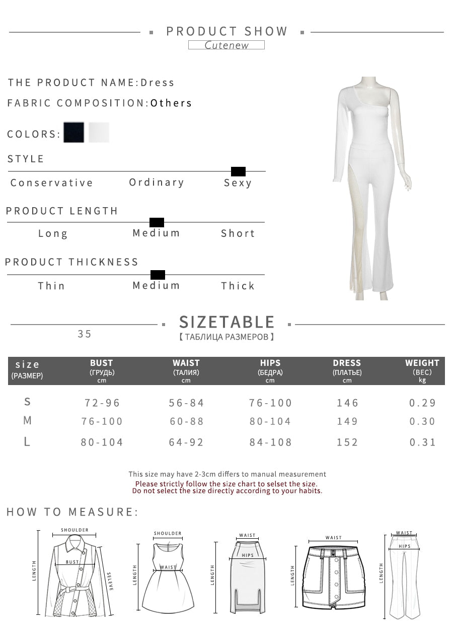 Cutenew Sexy Mesh One Shoulder Patchwork
