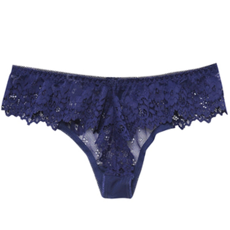 Women Sexy Lace Lingerie Temptation Low-waist Panties Embroidery Thong Transparent Hollow out Underwear Female G String