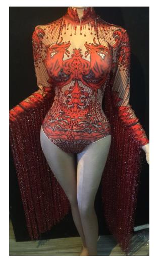 White Crystals Bodysuit Female Costumes