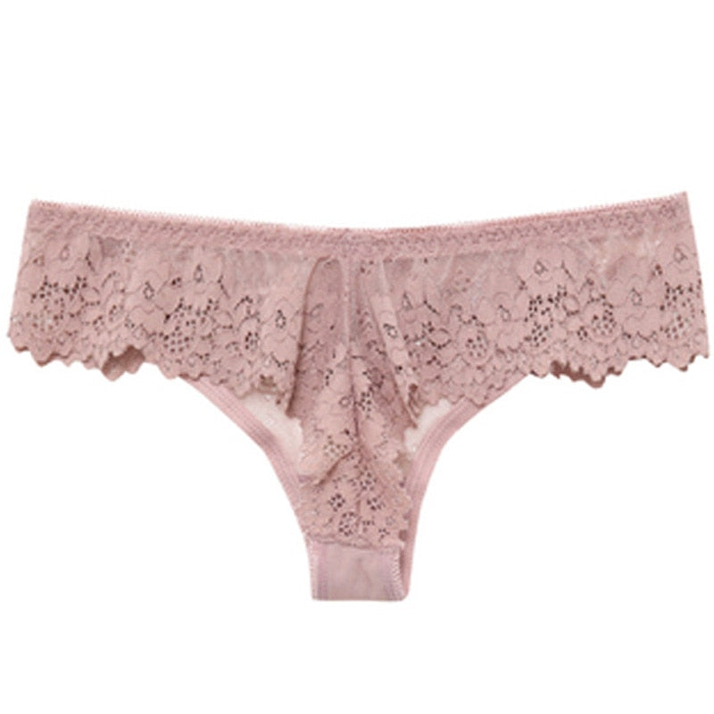 Women Sexy Lace Lingerie Temptation Low-waist Panties Embroidery Thong Transparent Hollow out Underwear Female G String