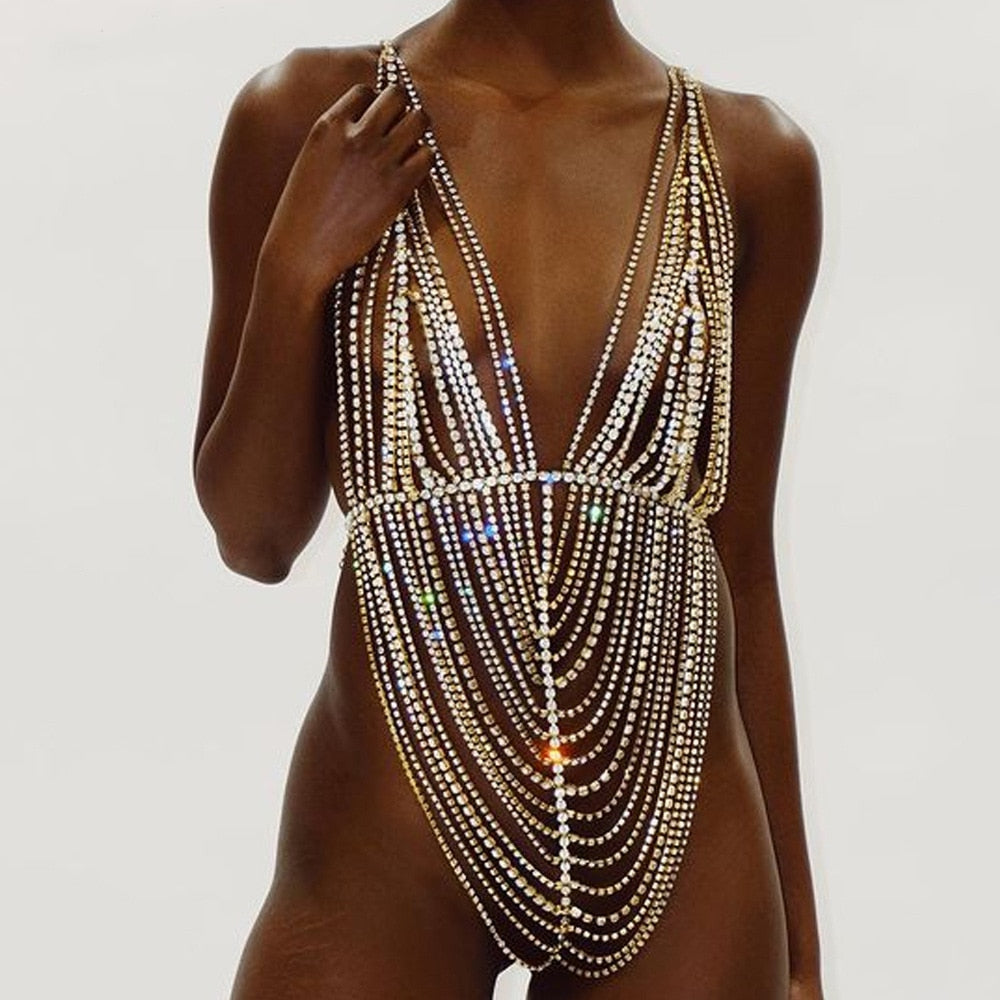 Multilayer Chest Chain Dress