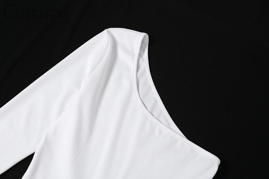 Cutenew Sexy Mesh One Shoulder Patchwork
