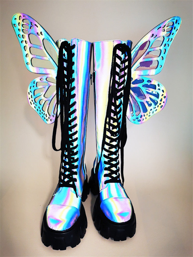 Butterfly Wings Design Knee High Boot