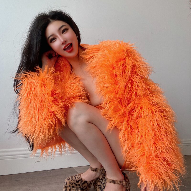 Winter Candy Color Imitation Wool Coat