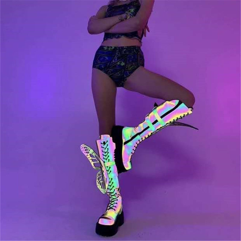Butterfly Wings Design Knee High Boot