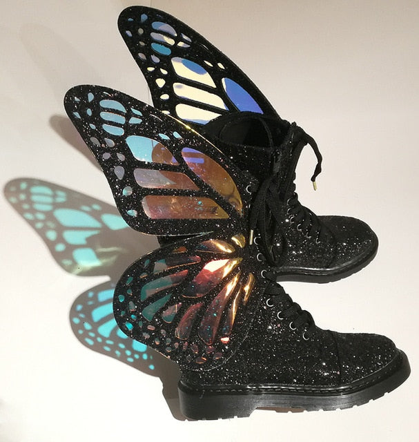 Butterfly Wings Platform Rave Boots