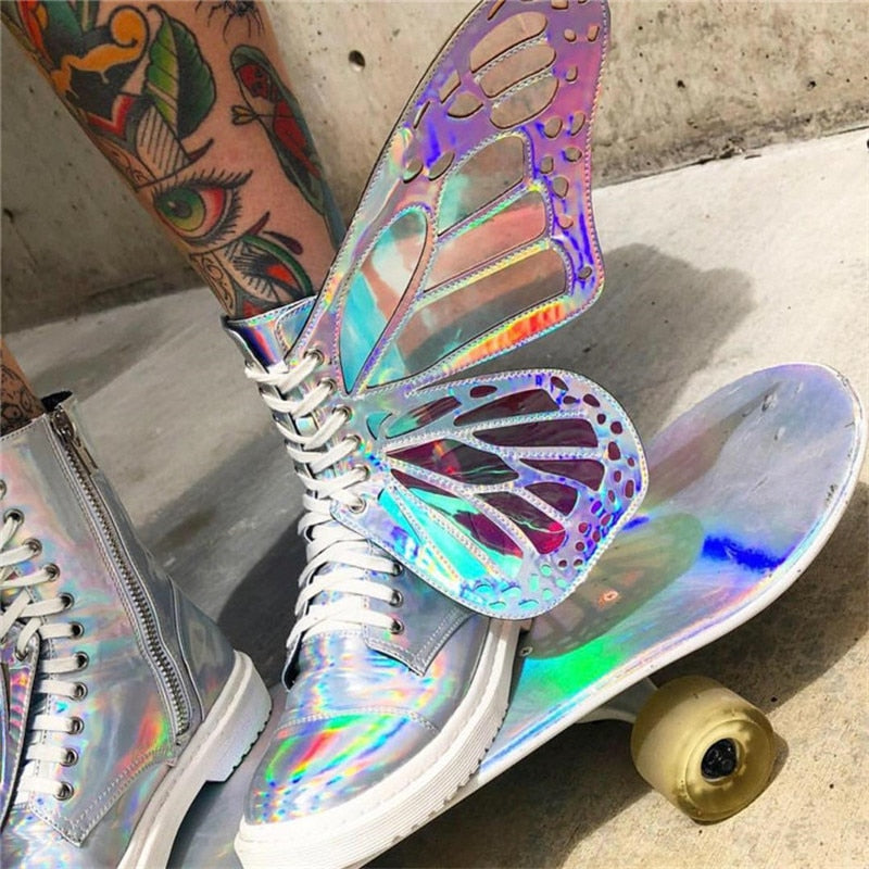 Butterfly Wings Platform Rave Boots