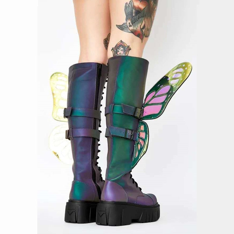 Butterfly Wings Design Knee High Boot