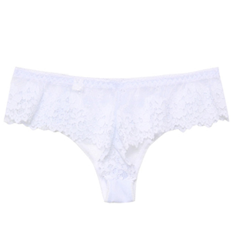 Women Sexy Lace Lingerie Temptation Low-waist Panties Embroidery Thong Transparent Hollow out Underwear Female G String