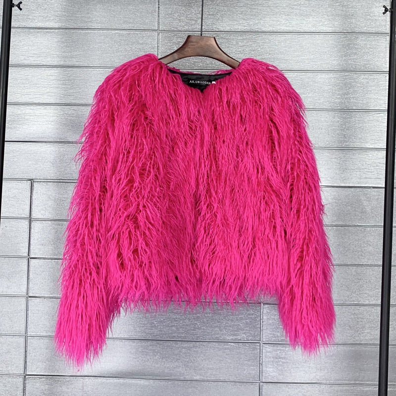 Winter Candy Color Imitation Wool Coat